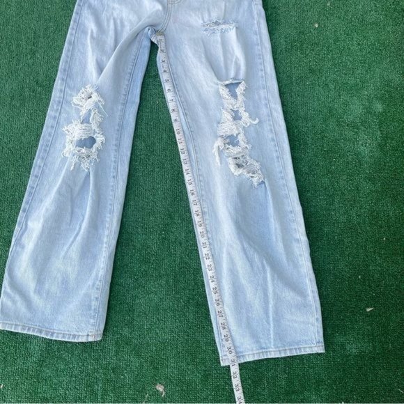 Wild Fable Light Blue Distressed Highest Rise Baggy Jeans Size 24R - Picture 9 of 10